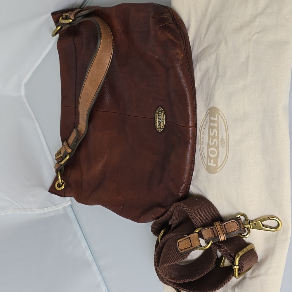 Fossil Dark Brown Leather Shoulder Bag